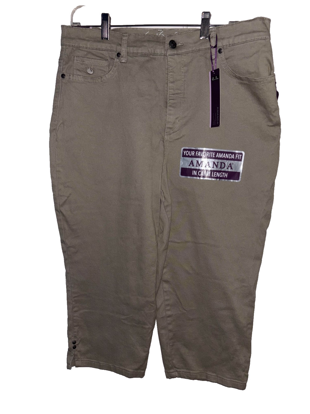 Gloria Vanderbilt Amanda Capri Pant Women's 14 Classic Ashwood Moss Slimming NWT